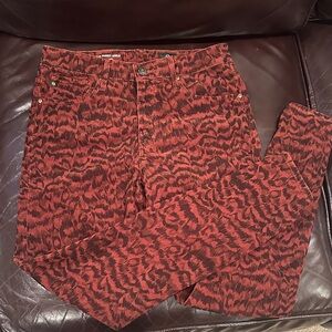 AG Adriano Goldschmied Red Patterned Skinny Jeans